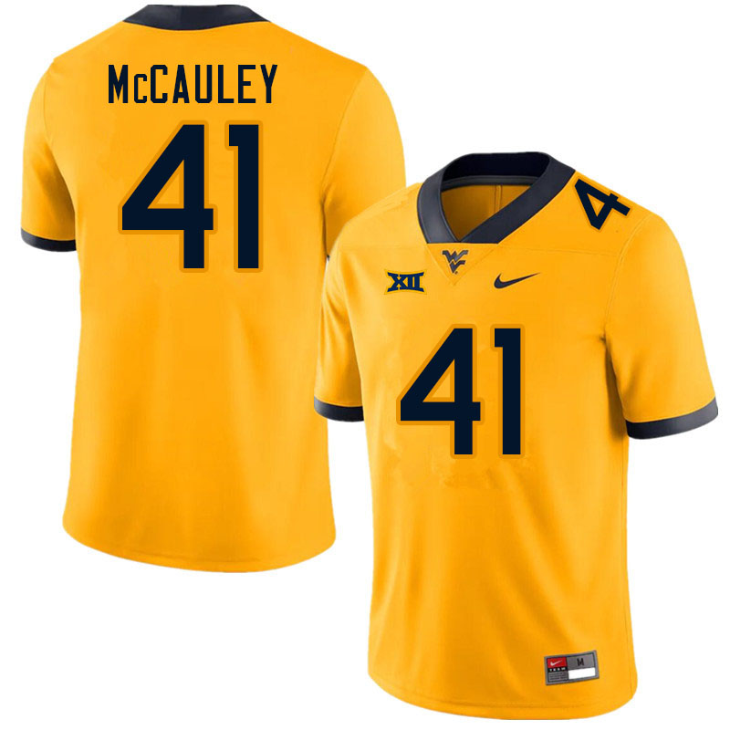 Men #41 Jax McCauley West Virginia Mountaineers College Football Jerseys Sale-Gold - Click Image to Close